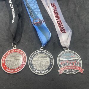 Vintage Vermont City Marathon Medals Keybank 2009 2010 and 2013 25th anniversary
